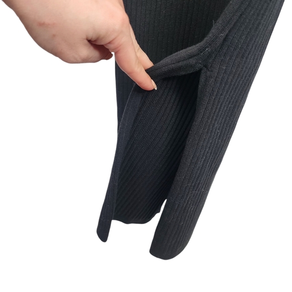 GOOD AMERICAN Womens 1 Ribbed Cold Shoulder High Side Slit Dress V Neck Nwt New - Picture 4 of 7